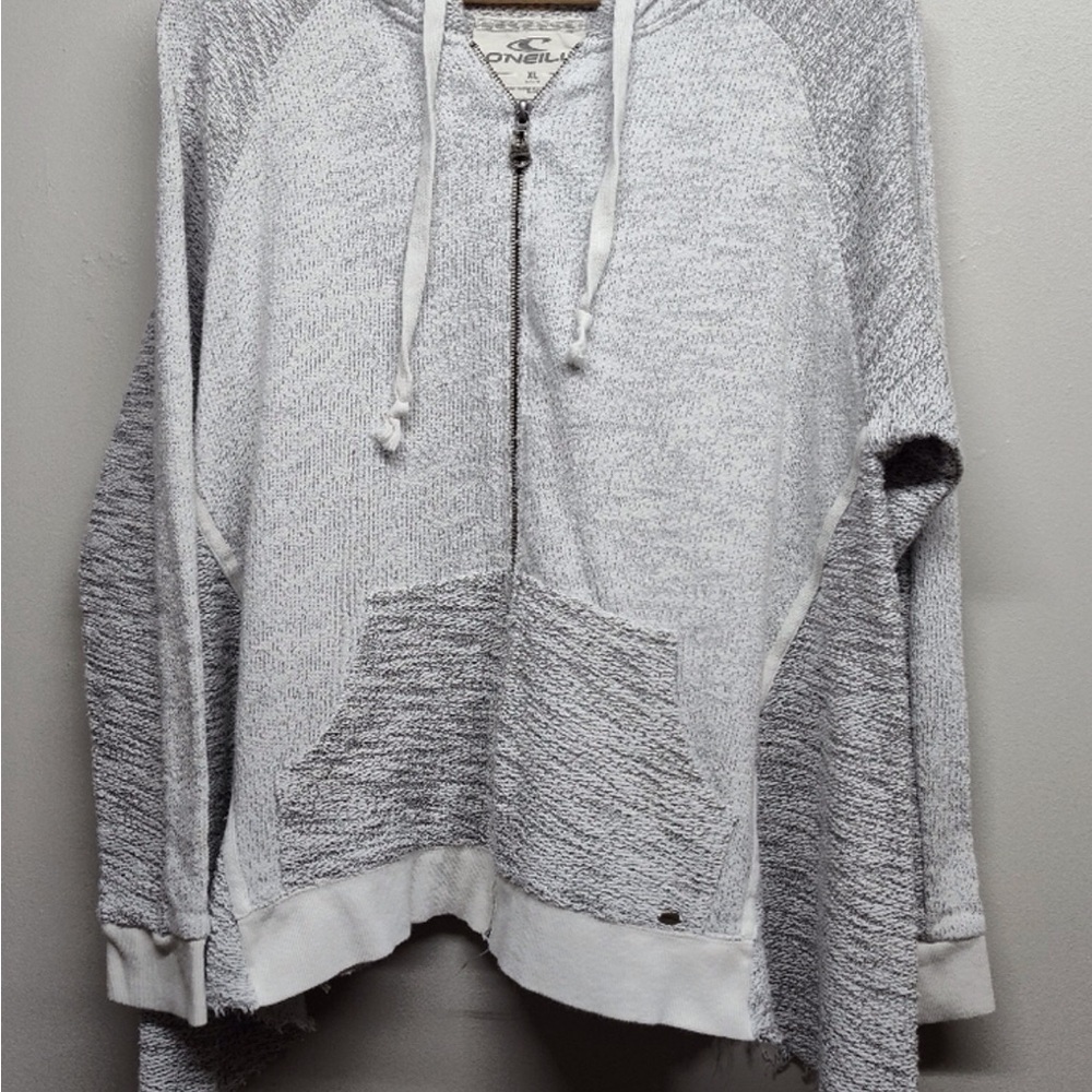 O'Neill Hooded Jacket Women Size XL Gray Two Tone Pockets Full Zip Casual Fall